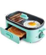 3-In-1 Breakfast Maker Station, Healthy Ceramic Nonstick Dual Griddles f... - $64.78