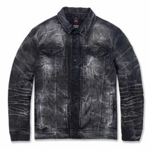 Jordan Craig men&#39;s bayside denim trucker jacket in Industrial Black - si... - £46.50 GBP