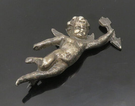 925 Sterling Silver - Vintage Antique Oxidized Baby Cupid Brooch Pin - BP7083 - £71.12 GBP