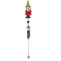 Red Gnome Black Coated Gem Wind Chime 30 Inch Windchime New - $15.82