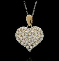 1CT Diamanti Finti Cuore Ciondolo 18 &quot; Collana 18k Placcato Oro Giallo - £61.68 GBP