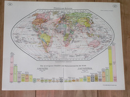 1938 Original Vintage Political Map Of The World Colonies British Empire Africa - £20.47 GBP