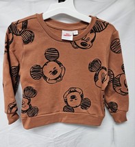 New Toddler Boys' Disney Mickey Mouse Pullover Sweatshirt - Brown 18M image 2