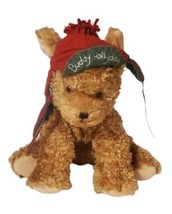 Hallmark Buddy Hollyday Brown Dog Puppy Hat Scarf Plush Stuffed Toy 2002 9&quot; - £7.66 GBP