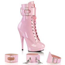 SULTRY-1023 Sexy 6&quot; Heel Ankle Cuff Baby Pink Platform Women Ankle Boots w Lock - £81.74 GBP
