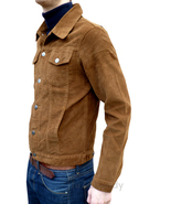 Mens RETRO JACKET Tan Brown Corduroy Short Coat 60s 70s indie Hippie 90s... - $68.00