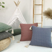 18x18in Linen Cotton Fabric Farmhouse Throw Pillow Covers Sofa Cushion Covers  - £17.85 GBP