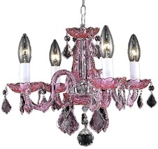 Pendant Light ROCOCO Transitional Pink Chrome Steel Royal-Cut Crystal Wire - £199.03 GBP