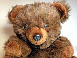Vintage Teddy Bear Plush Cuddle Wit Dark Chestnut Brown Grizzly Stuffed Animal  - $49.00