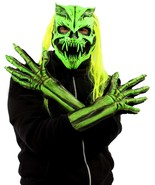 Skeleton Skull Sock Mask Kit Gloves Green Glow In The Dark UV Neon Hair ... - £91.70 GBP