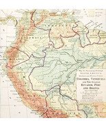 1920 Map South America Political Chile Argentina Paraguay Uruguay Brazil... - €25,67 EUR