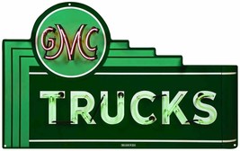 GMC Trucks Logo Neon Image Advertising Metal Sign (not real neon) - £53.95 GBP