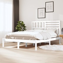 Bed Frame White 150x200 cm King Size Solid Wood Pine - £90.71 GBP