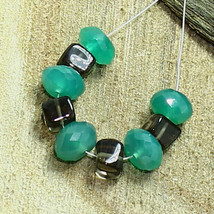 Green Onyx Faceted Rondelle Smoky Quartz Beads Briolette Natural Loose Gemstone - £2.43 GBP
