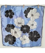 Handkerchief 100% Acetate made in Japan blue with flowers Approx 22" x 23"  vtg - $15.84