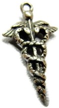 3D Charm Snakes &amp; Wings Sterling Silver 925 Patina Vintage - £16.61 GBP