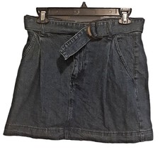 28R We The Free Blue Denim Mini Skirt Pockets Belt - $28.04