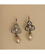 VTG Joseph Esposito Sterling Silver Cubic Zirconia Tear Drop Pearl Earri... - $75.91 CAD