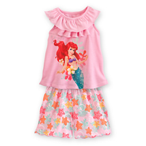 Disney Store Ariel Nightshirt and Shorts Sleepwear Set for Girls Size 4 - £14.86 GBP
