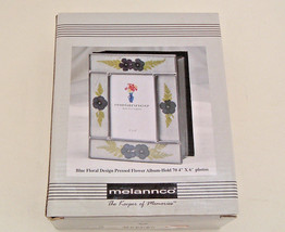 Melannco blue floral design pressed flower photo album NOS holds 70 4&quot; b... - $19.75