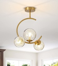 Ceiling Light Fixture Semi Flush Modern Brass Glass Hallway Retro Metal 3 Light - £70.26 GBP