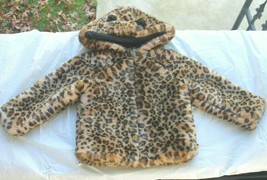 GAP Sz XS 4 year old EUC Cheetah Leapord Cat faux fur hooded COAT Jacket... - $24.75