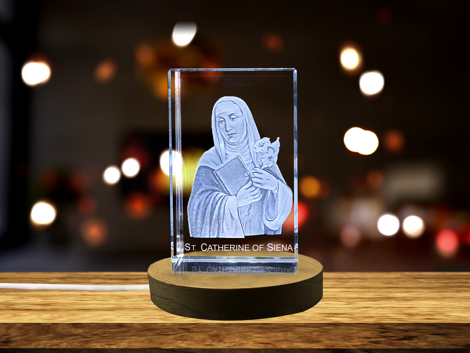 LED Base included | St. Catherine of Siena | A Soul on Fire Preserved in Crystal