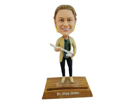 Custom Bobblehead Good looking Chiropractor doctor holding a spinal bone with Ca - £70.52 GBP