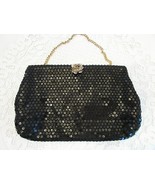 VTG BLACK SEQUIN LADIES EVENING PURSE LUMURED GREEN SILK LINING W/CHAIN ... - $350.32 MXN