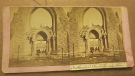 W.E. Bowman Stereoview Ruins of Chicago After 1871 Fire New England Church - £22.35 GBP