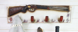 20&quot;L Rustic Western Country Shotgun With 4 Ammo Bullet Wall Hooks Wooden Plaque - £28.32 GBP