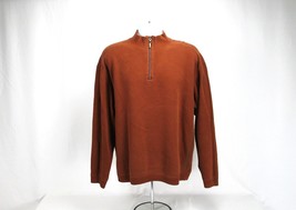 Tommy Bahama 1/4 Zip Brown Tan Sweater Men&#39;s Sz L Mock Neck Cotton Long ... - £26.36 GBP