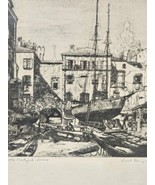 &quot;Little Boatyard, Venice&quot; Etching By Lionel BARRYMORE Signed In Pencil - $6,585.87 MXN