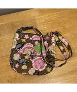 Vera Bradley Olivia Pink Saddle Hipster Purse Crossbody Green Floral - $51.21 CAD
