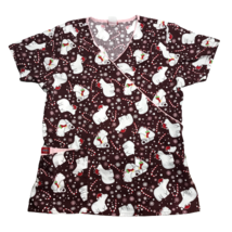 Dickies Polar Bear Candy Cane Christmas Scrub Top Medical Shirt Holiday Womens S - £13.09 GBP