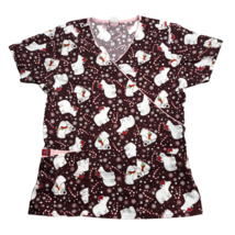 Dickies Polar Bear Candy Cane Christmas Scrub Top Medical Shirt Holiday Womens S - $16.67