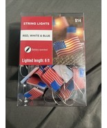 (1) 6ft. String Lights Indoor Outdoor Party Patio American Flags Red Whi... - €8,51 EUR