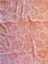 Vtg Sculpted Floral Towel 2 Bath Pink Fringed 1960s-70s Some Stains Cotton - $42.95