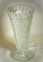Diamond Point Footed Trumpet Vase Indiana Pressed Glass - £11.82 GBP