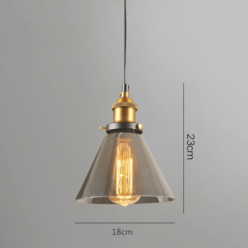 Vintage Amber Smoky Gray Gl E27 Pendant Light   LED Hanging Lamp For Dinning Roo - £192.49 GBP