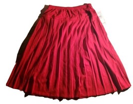 Vintage Alfred Dunner Skirt Womens Sz 14 Red Pleated Elastic Waist Pull On USA - £27.77 GBP