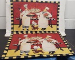 Set of 2 Thin Fabric Placemats, 12&quot;x18&quot;, 2 FAT CHEFS &amp; A DOG IN THE KITC... - $11.87
