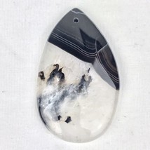 Black White Druzy and Translucent Clear Agate Pendant 2&quot; - $10.45