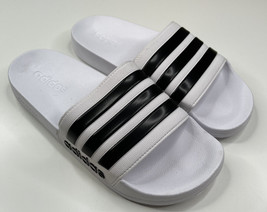 Adidas NWOB white black adilette shower slip on rubber sandals men’s size 9 H12 - £18.17 GBP