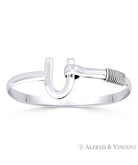 &quot;U&quot; Charm &amp; Coiled Wire Cuff Wristband Solid 925 Sterling Silver Bangle ... - $82.23 CAD
