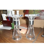 Set of 2 CLEAR 2 PIECE BELL SHAPE CANDLE HOLDERS/REVERSIBLE/THICK GLASS/... - £17.62 GBP