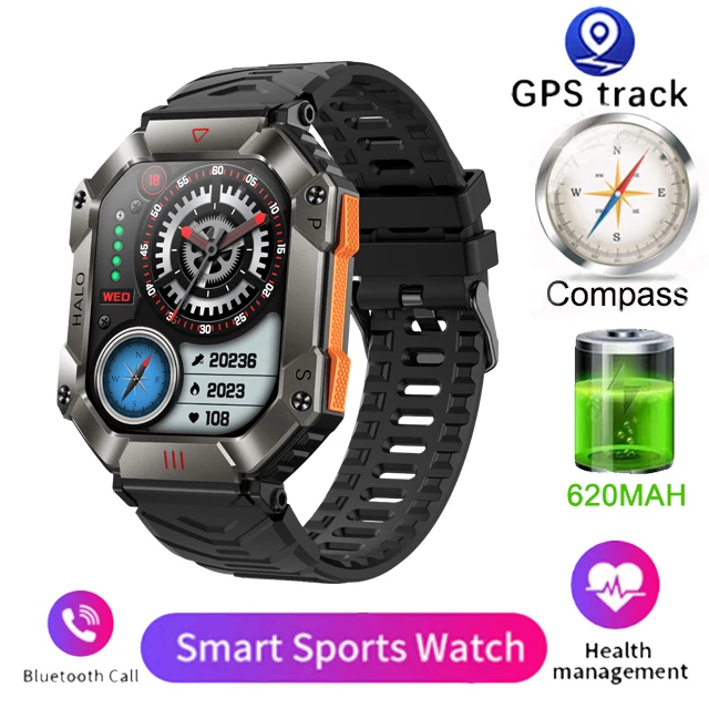 Rugged Military Smart Watch Men for Band Sports Fitness Tracker Ip67 Wat... - £48.07 GBP