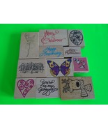 Words Flowers Holidays Anniversary Sentiments Wood Mounted Rubber Stamp NEW - $285.37 MXN