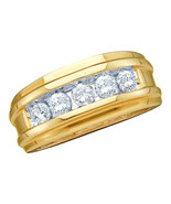 14kt Yellow Gold Mens Round Diamond Single Row Wedding Band Ring 1/4 Cttw - £479.28 GBP