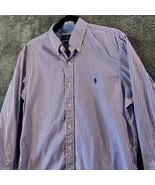 Ralph Lauren Dress Shirt Mens Medium Purple Striped Cotton Stretch Prepp... - £10.69 GBP